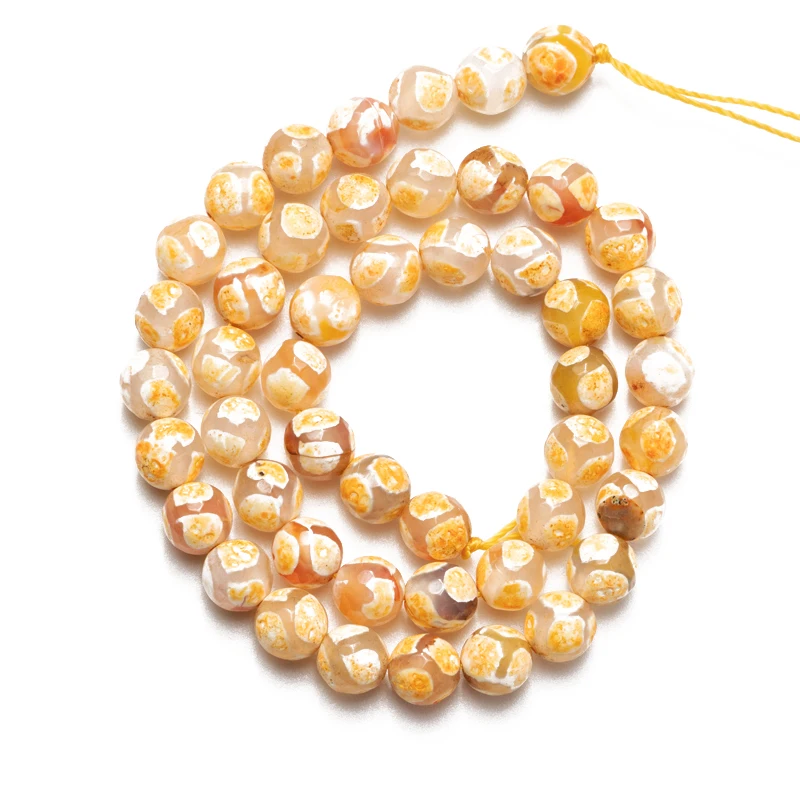 

Бусины круглые из тибетского агата, 8/10/12 мм, ограненный природный камень