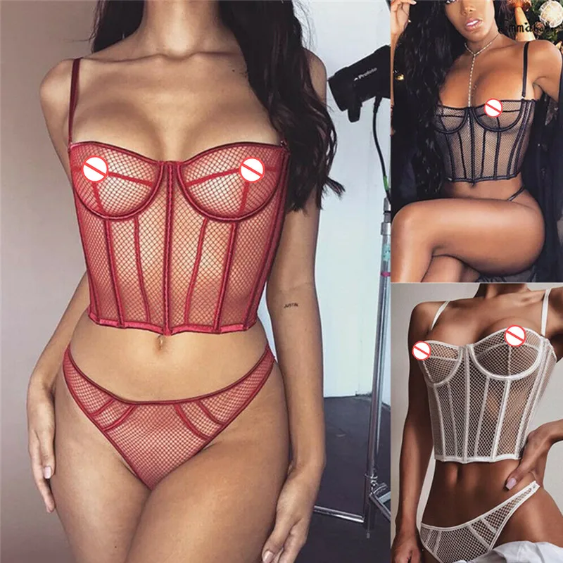 

Женские кружевные прозрачные сетчатые экзотические комплекты из 2 предметов, пижама, сексуальное нижнее белье кукла для секса, прозрачное а...