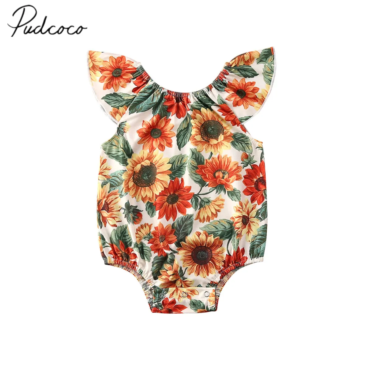 2020 Детская летняя одежда новорожденный младенец девочка Подсолнух красочные