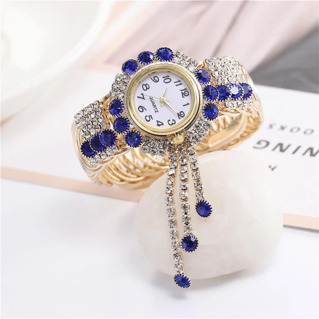 

Womens Bracelet watch Luxury Rhinestone diamond Alloy Fashion Watch Creative Fringe Quartz Bracelet Watch models Pendant YE1