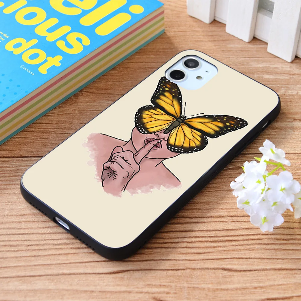 

For iPhone Quiet Butterfly Soft TPU border Apple iPhone Case