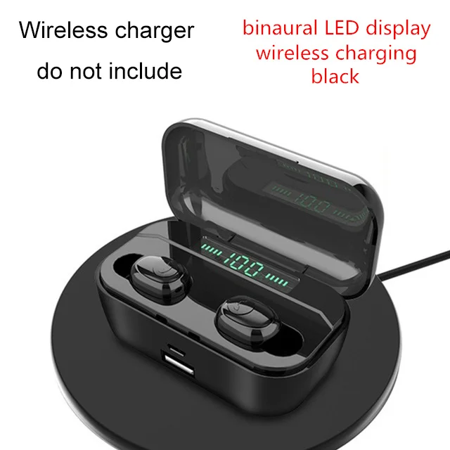 TWS G6S беспроводные наушники 8D стерео Bluetooth 5,0 наушники светодиодный дисплей гарнитура IPX7 водонепроницаемый earburd 3500 мАч чехол для iphone - Цвет: LED wireless black