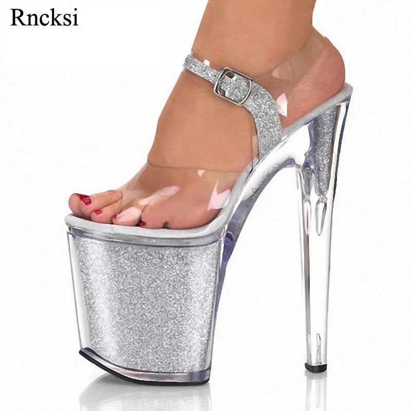 

Rncksi/Новые пикантные босоножки женские модные танцевальные Босоножки на платформе и высоком каблуке 20 см босоножки для свадьбы для вечеринки