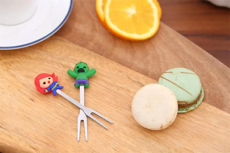 8 шт./упак. мультфильм Нержавеющая сталь плоды вилкой торт Snack десерт салат
