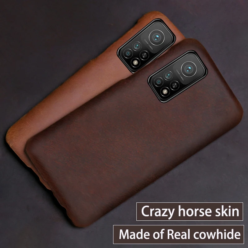 

Genuine Leather Phone Case For Xiaomi 11 12 10 10T Pro 10t lite redmi note11 ultra k30 K30s Ultra Cowhide Crazy horse skin Cover