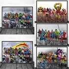 Забавные картины Marvel Мстители, супергерои, небоскреб, холст, плакат и печать, Настенная картина, детская комната, домашний декор