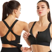 sports bra women sportswe crop sport top adjustable belt zipper yoga running bras push up vest shockproof underwear gym bralette