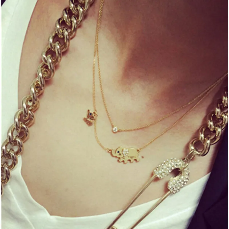 Cute Elephant Family Fashion Necklace for Women New Design Charming Metal Chain Elegant Collar Jewelry Wholesale | Украшения и