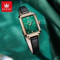 olevs 2021 new fashion small green watch casual 30m deep waterproof luminous leather strap comfortable to wear watches 6624