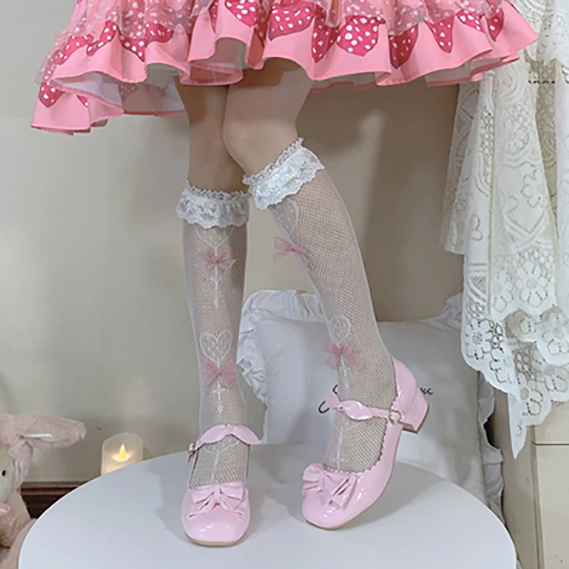 

Summer Lolita Stockings Kawaii Girls Lace Ankle Overknee High Socks Lolis Cosplay Accessories Sweet JK Uniform LO Dress Hollow