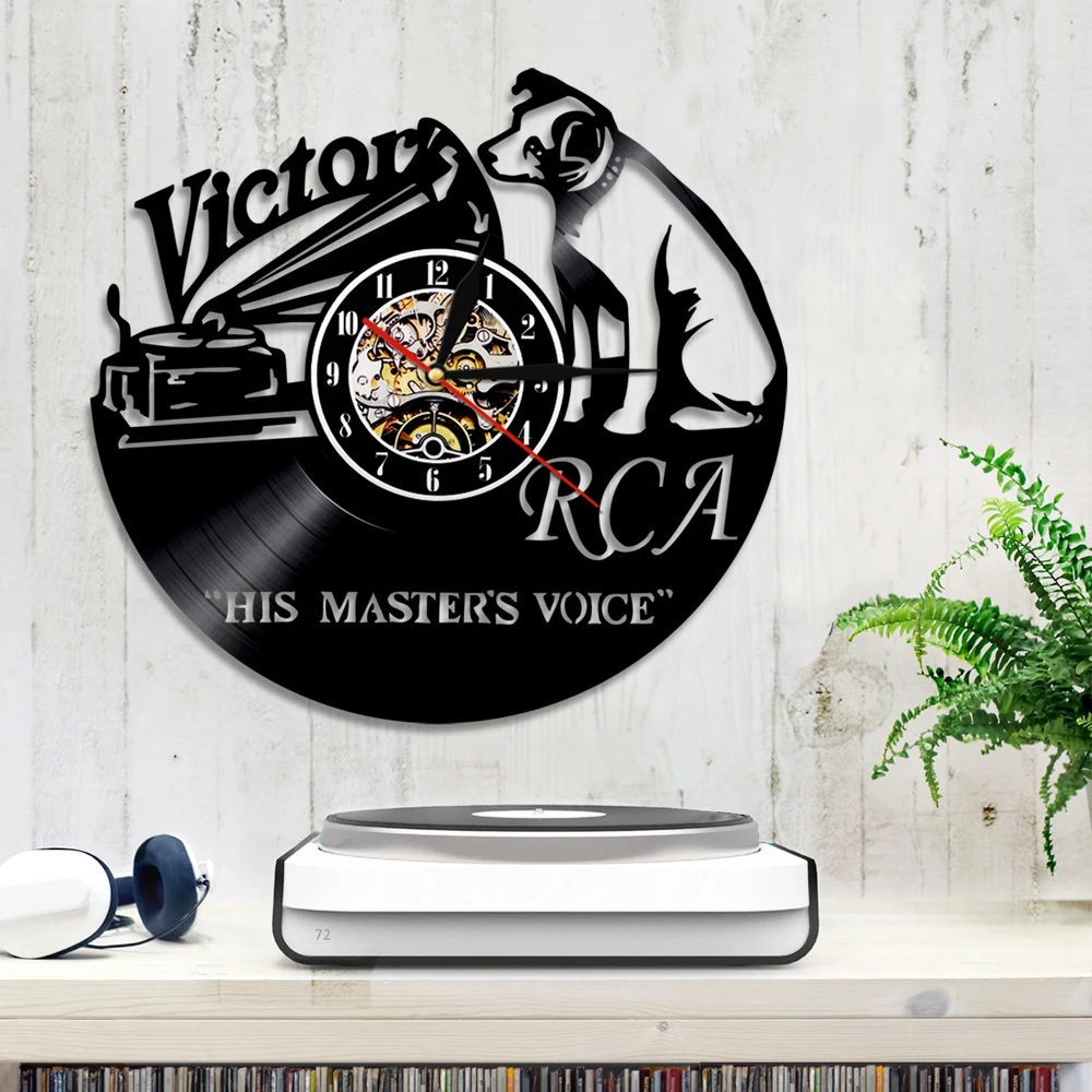 Настенные часы с виниловой пластиной Victor RCA кварцевые украшения изображением