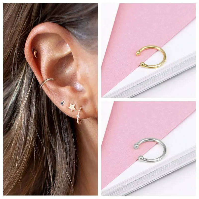 

925 Sterling Silver Ear Cuff For Women 1 pcs Charming Zircon Clip On Earrings Gold Without Piercing Earrings Jewelry 2021
