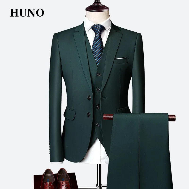

3 Piece Wedding Suits For Men Slim Fit Men's Suits Formal Burgundy Green Purple Yellow Red White Man Suit 10 colors available