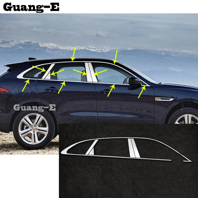 

For Jaguar F-Pace Fpace 2016 2017 2018 2019 2020 Car Stainless Steel Garnish Pillar Window Middle Strip Trim Frame Lamp Hood