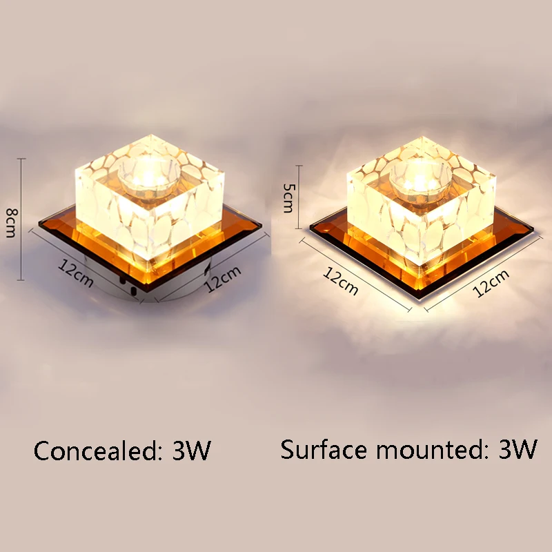 

Crystal Ceiling Lights LED Ceiling Lamp Cube Modern For Corridor Aisle Lights Crystal 3W Indoor Light Fixtures Lamparas De Techo