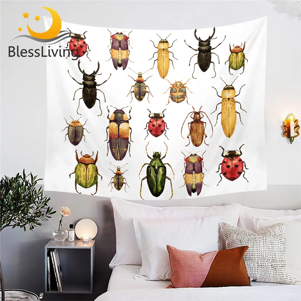 Blesslive насекомых гобелен настенные подвесные жуки декоративные стены ковер