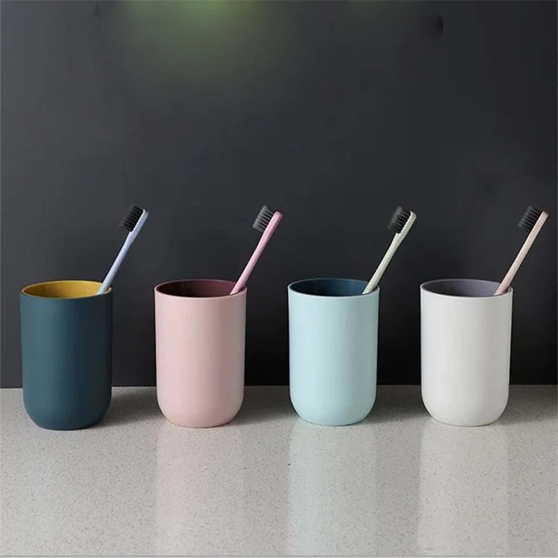 

Vacclo Bathroom Tumblers Plastic Mouthwash Cup Coffee Tea Water Mug Home Travel Solid Color Toothbrush Holder Cup Drinkware Tool