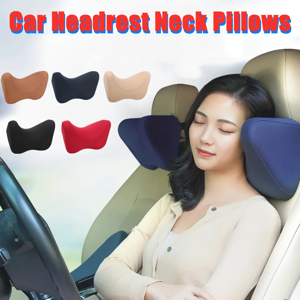 

Car Headrest Neck Pillow Seat Chair Auto Memory Foam Cotton Mesh Cushion Fabric Cover Soft Head Rest Travel Office Support