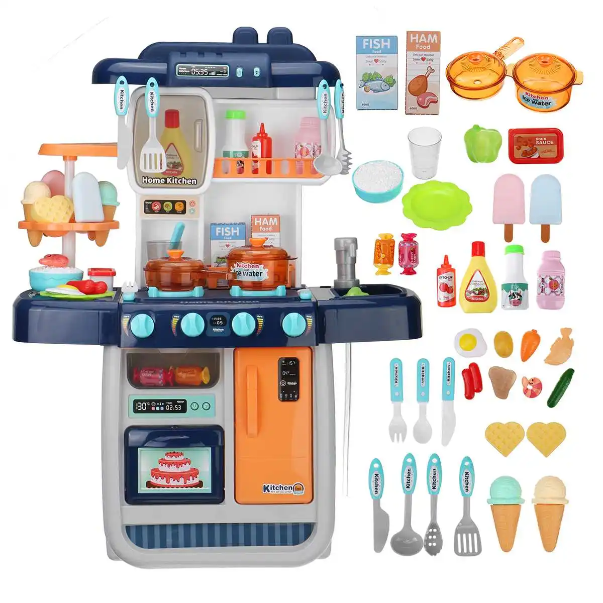 

Electric Cooking Toy Kitchen Toy Pretend Play Role Children Simulation Kitchen Set for Kids Dinnerware Educational Toy