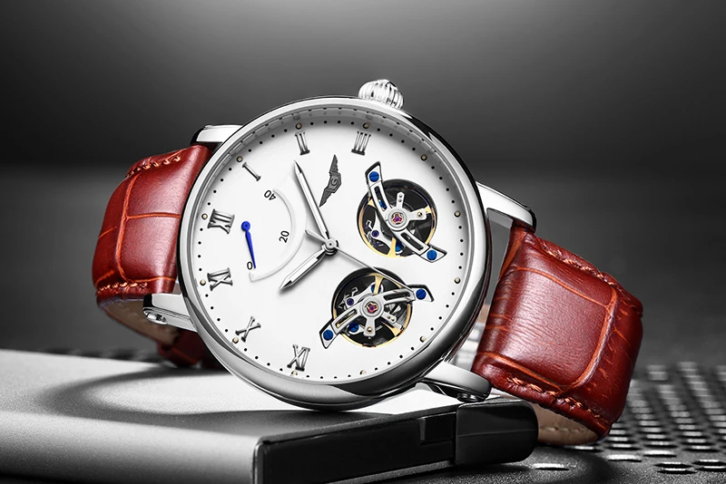 GUANQIN, двойные Tourbillon, автоматические часы, Роскошные, Relogio Masculino, водонепроницаемые, спортивные, брендовые, мужские, механические часы, наручные часы