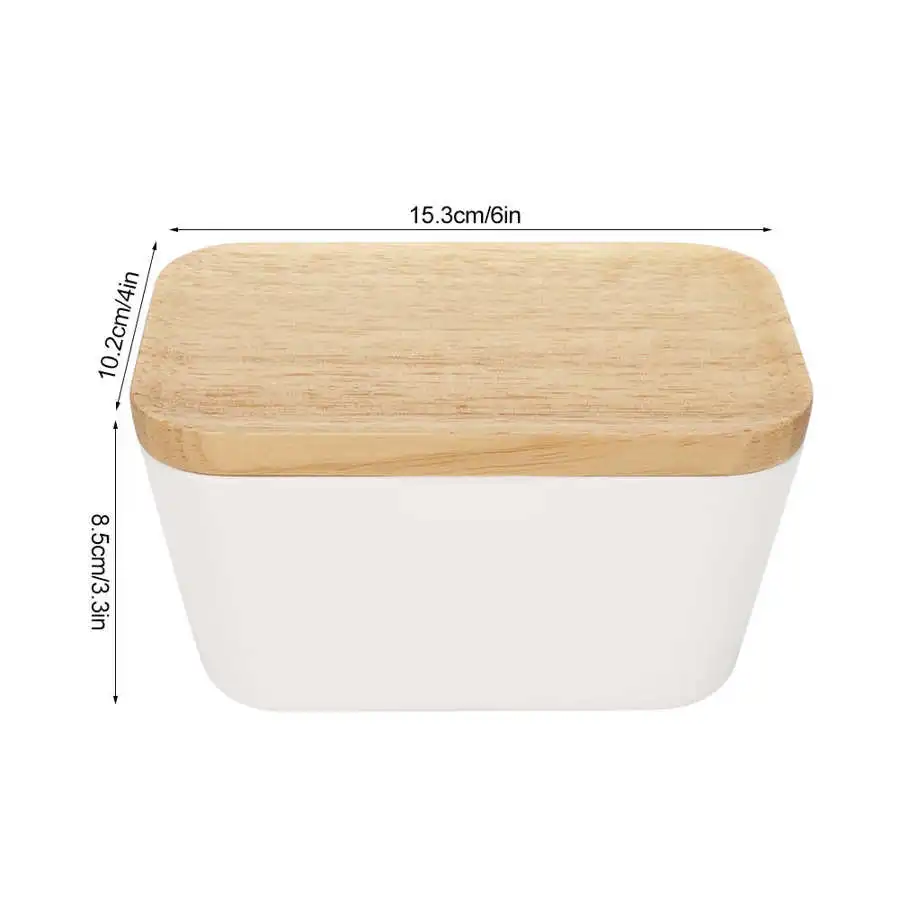 Nordic Butter Sealing Box Cheese Storage Tray Ceramic Plate with Wooden Lid Dish Container | Дом и сад
