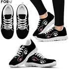 Кроссовки FORUDESIGNS женские с принтом лапа, милая обувь с принтом сердец, дышащие, повседневная обувь на плоской подошве