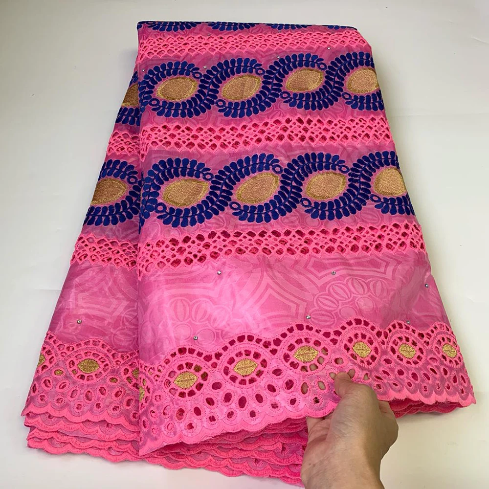 

High Quality Swiss Voile Guipure Tulle Mesh Nigerian Brode Bazin Riche Fabric Dresses Blue African Lace Fabric For Women Clothes