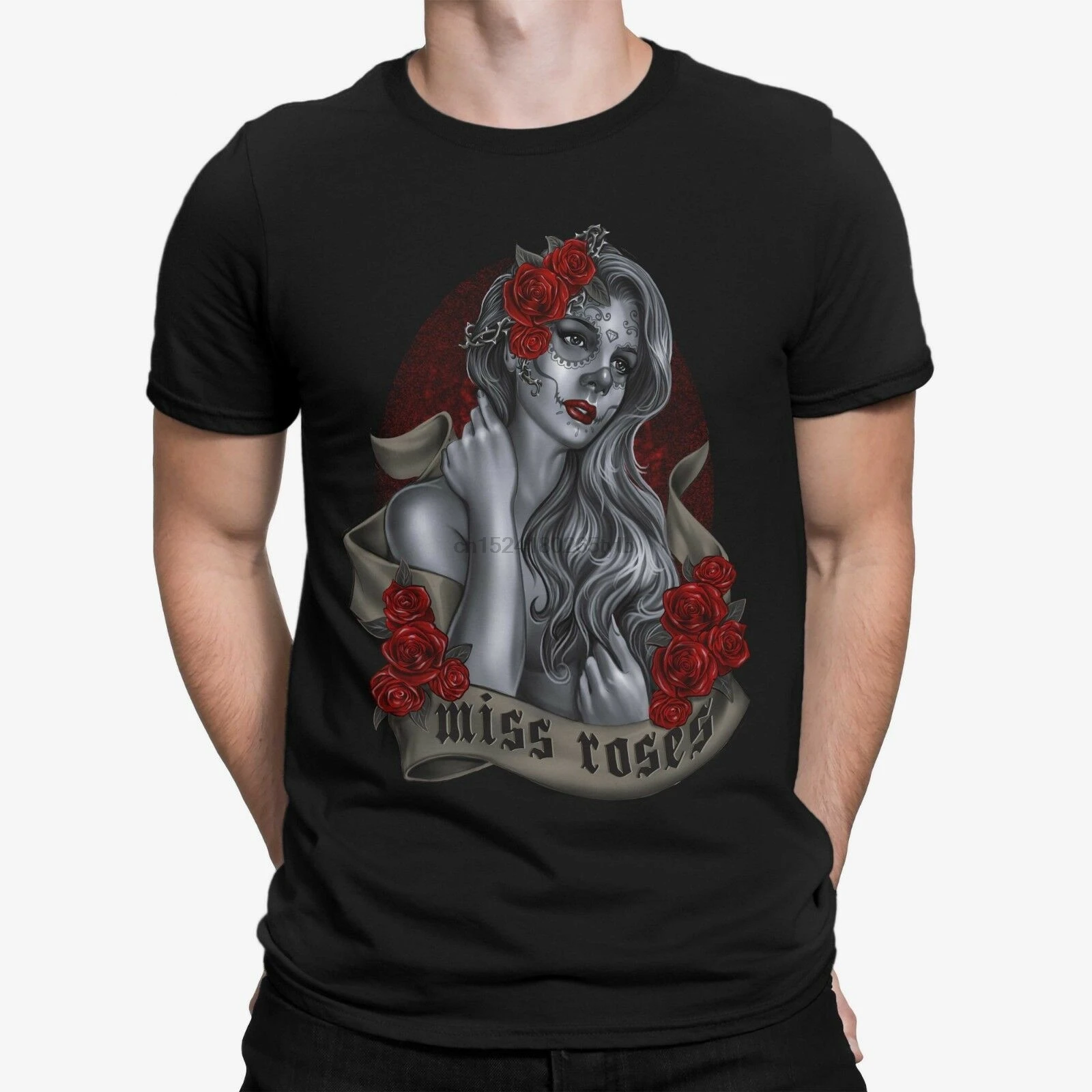 Футболка розовая Сексуальная miss girl pinup макияж роза цветок biker oldschool|Мужские