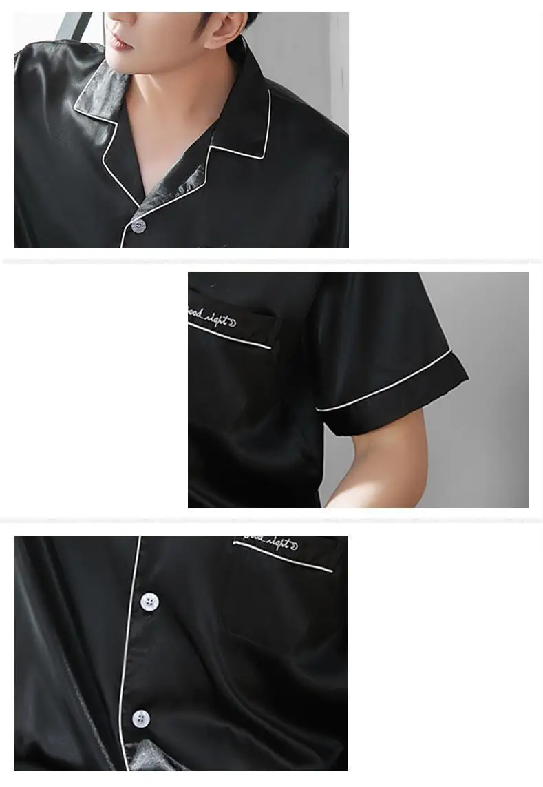 

Lovers' Sleepwear Short Sleeve 2PCS Pajamas Suit Satin Lapel Home Wear Women&MEN Pyjamas Summer New Couple Intimate Lingerie