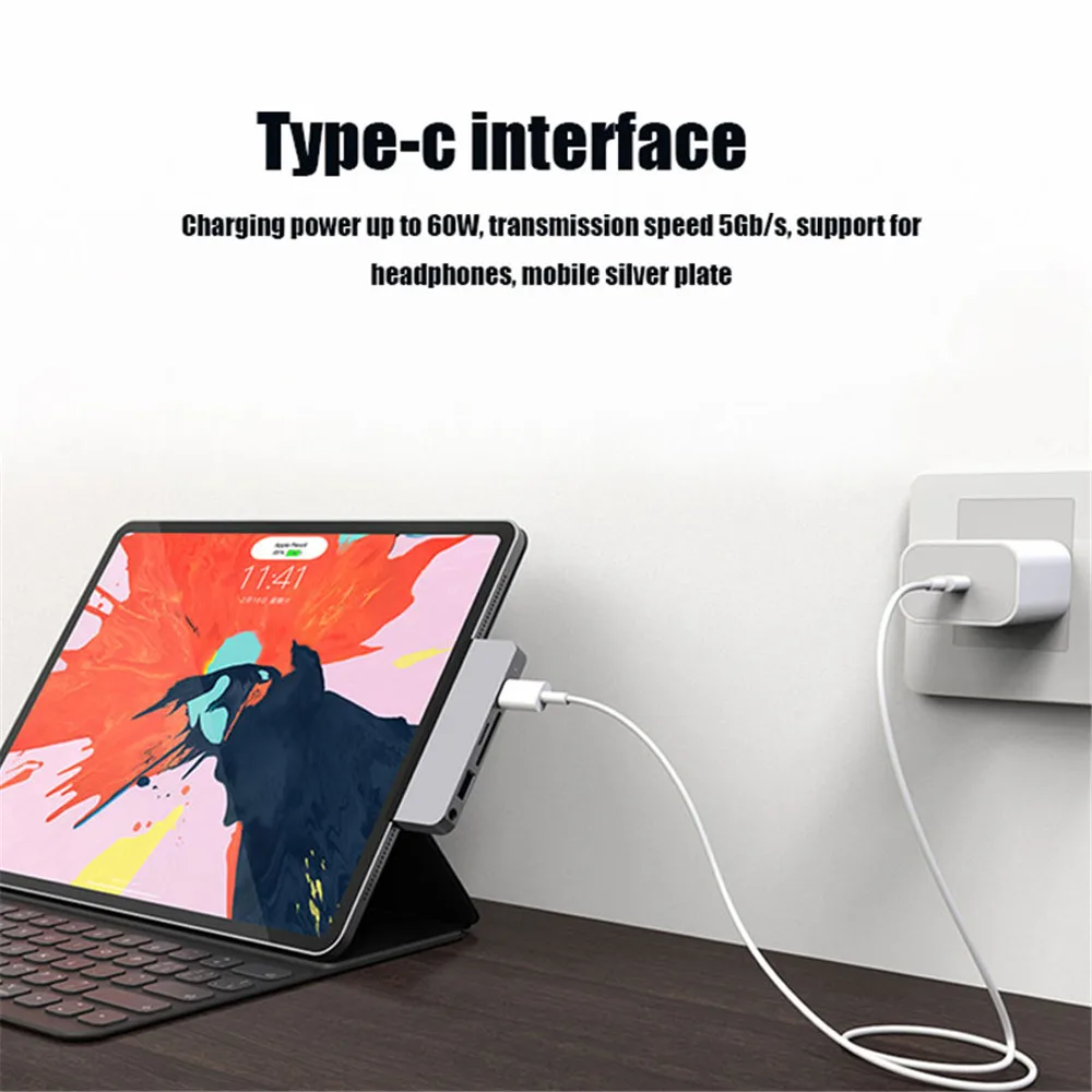 USB C концентратор адаптер с USB-C TYPE C зарядка PD 4K HDMI USB 3,0 3,5 мм наушники с iPad Macbook Pro SAMSUNG note s10 pro