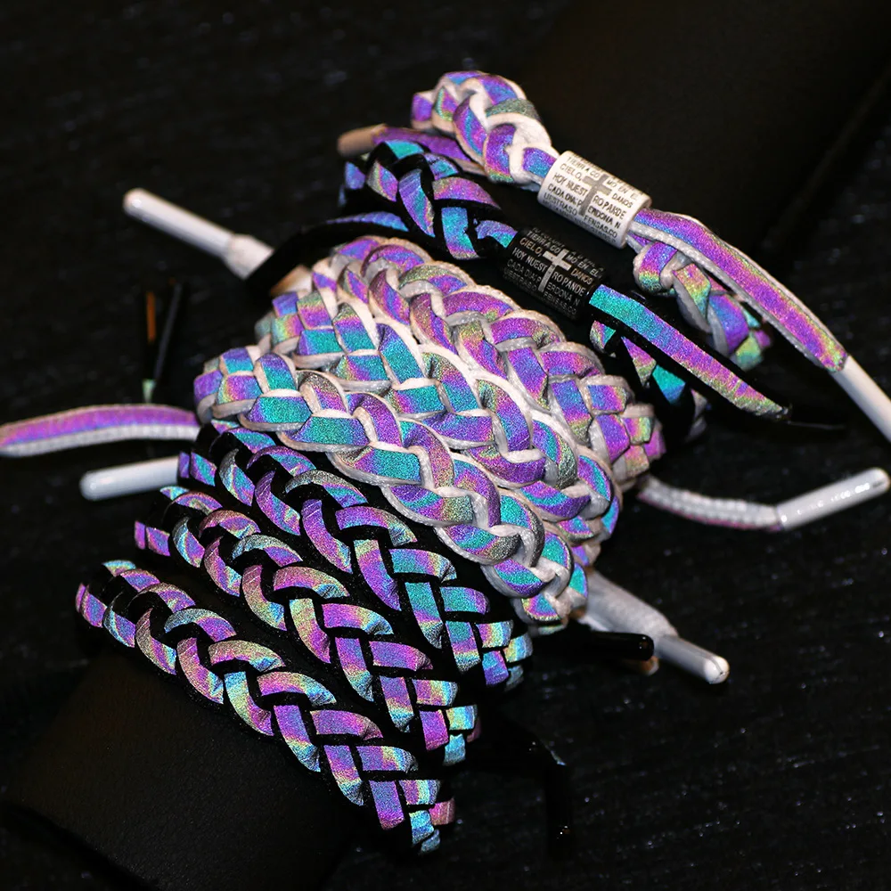 

2021 New Reflective Material Bracelet Fashion Creative Shoelace Bracelet Braided Bracelet Handmade Woven Bracelet Jewelry Gift
