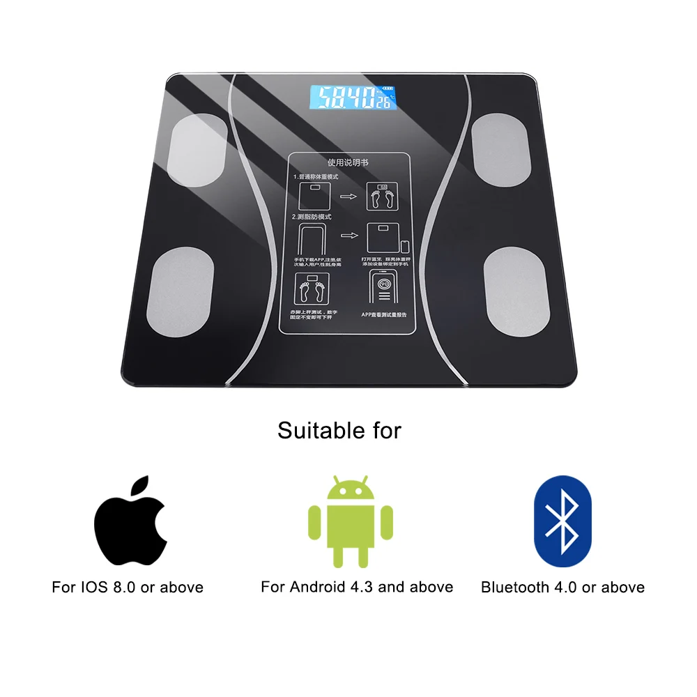 

Weighing Scales LED Digital Electronic Scale for Android/for IOS/Bluetooth APP Smart Body Scales