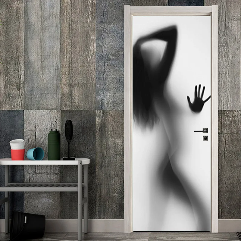 

3D Sexy Woman Creativity Door Stickers PVC Self Adhesive Bathroom Wallpaper DIY Waterproof Mural Decals For Livingroom Bedroom