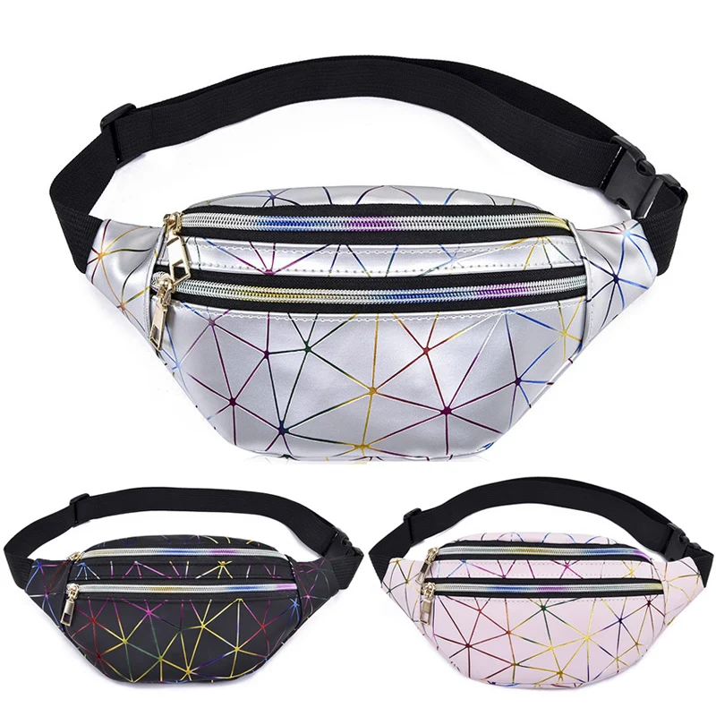 Поясная Сумка женская розовая Серебряная поясная сумка Женская банан ПУ хип