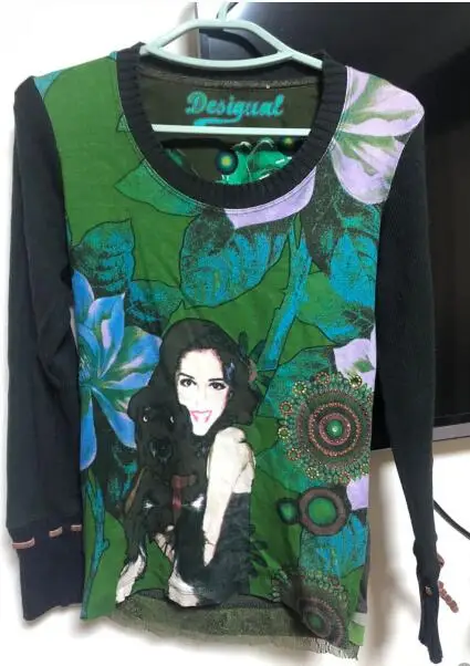 Трикотажная трикотажная футболка с длинными рукавами и одним воротником Один