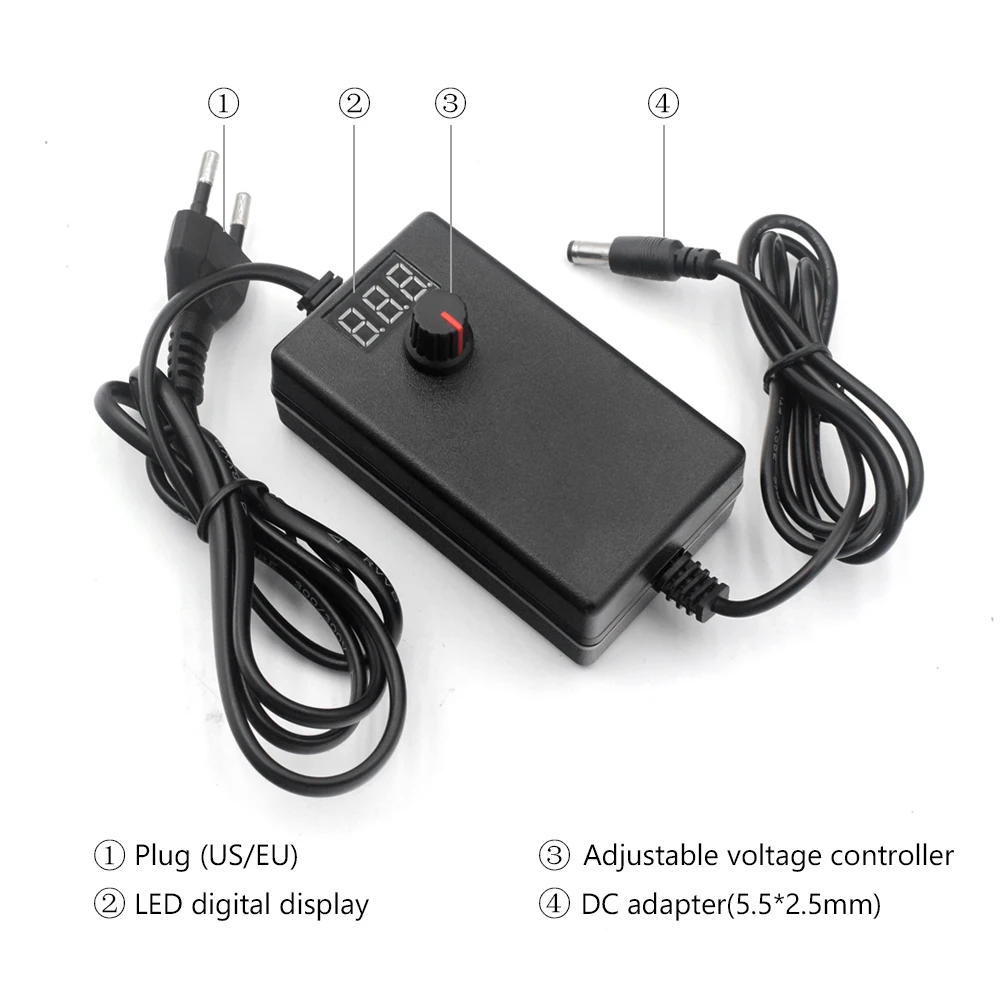 Адаптер источника питания с регулируемым напряжением вилка стандарта США/ЕС