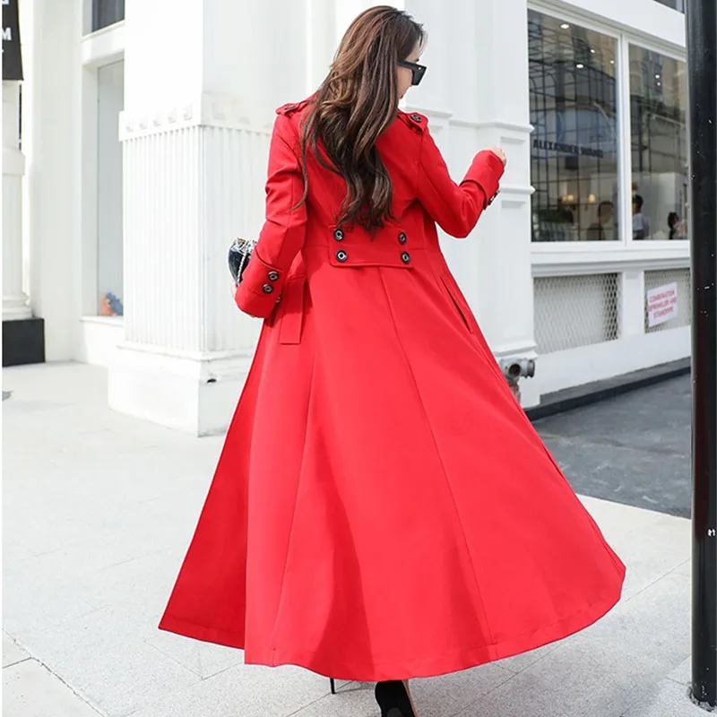 Женский Длинный тренчкот облегающее ТРАПЕЦИЕВИДНОЕ пальто весна осень