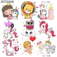 zotoone iron on unicorn patches for kids diy heat transfer stickers cartoon animal girls patch for clothing clothes appliques e