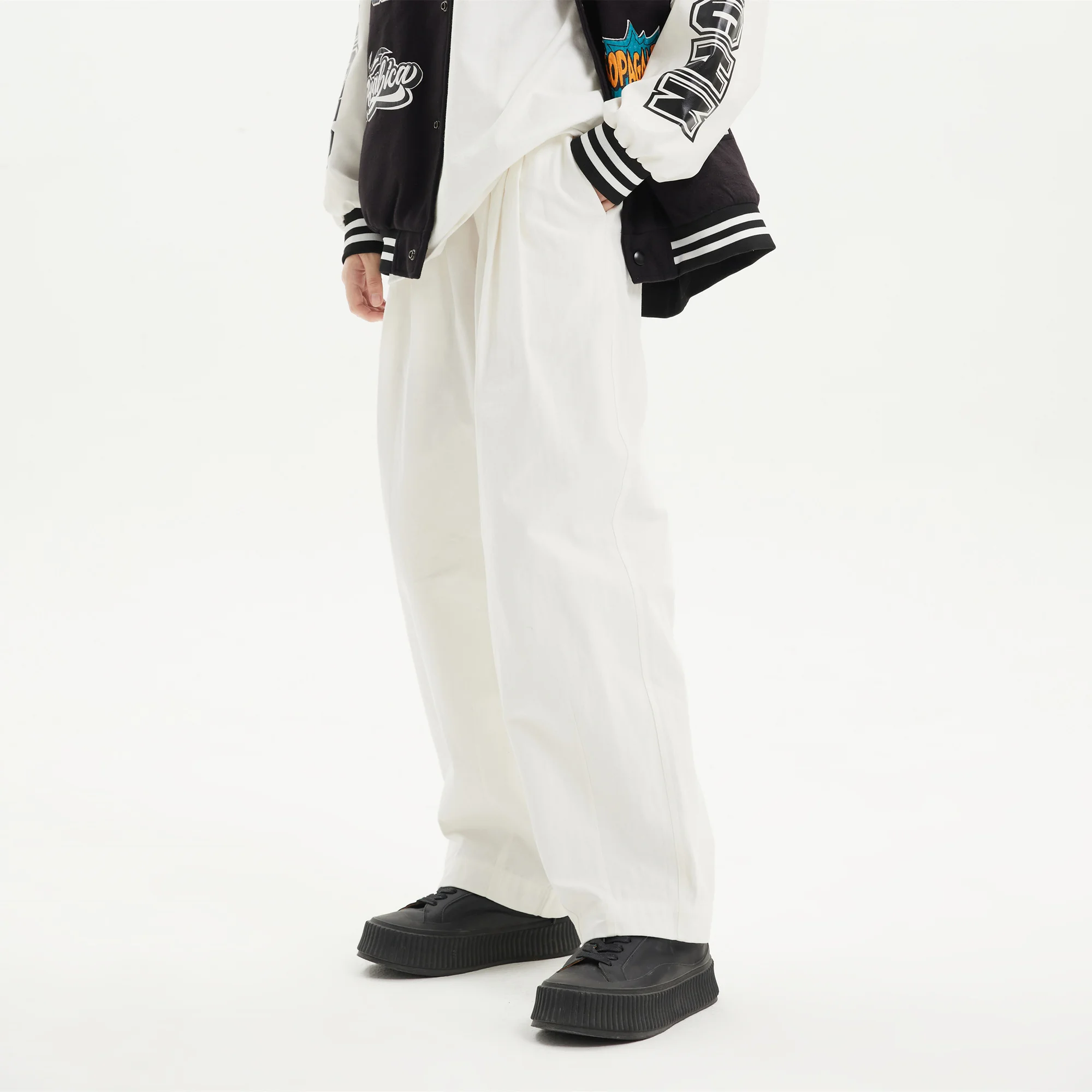 

Streetwear Black white Pants Women Korean Style Elastic Waist Sweatpants Baggy Pants Summer Autumn Hip Hop Harajuku Trousers