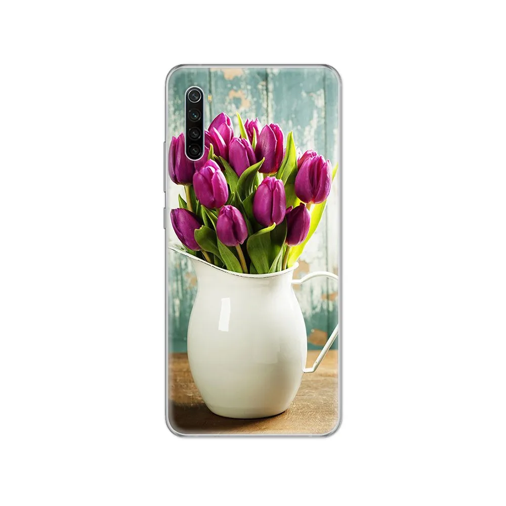 Красивый прозрачный чехол из ТПУ с изображением цветов гвоздики Etui для телефона