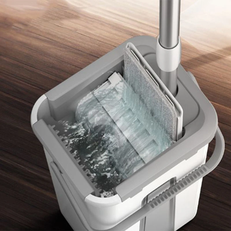 

Self-Wringing ic Mop Free Hand Washing Flat Mop Ultrafine Fiber Cleaning Cloth Home Kitchen Wooden Floor Mop (White)