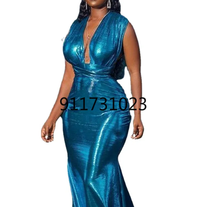 Африканские платья для женщин новинка 2021 Африканское элегантное платье синего