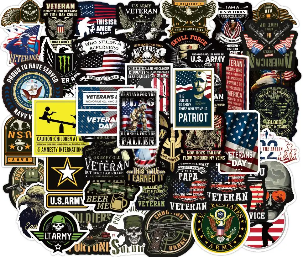 

10/30/50pcs Cartoon Commemorative Veterans Personality Scooter Trunk Motorcycle Pencil Cases Waterproof Graffiti Stickers