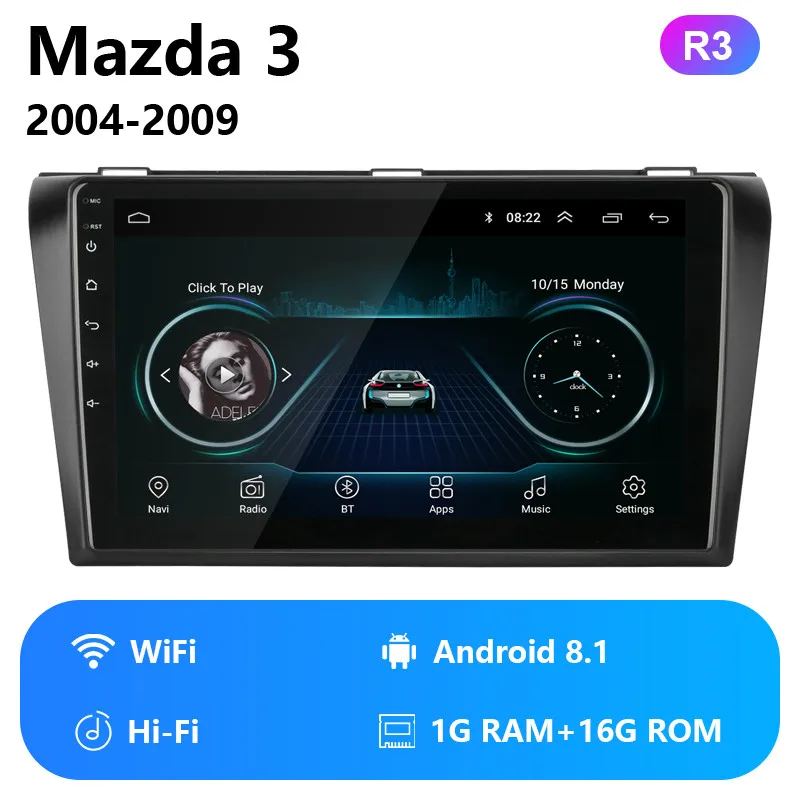 wifi version Android 8,1 2 din Автомобильный Радио мультимедийный плеер для Mazda 3 2004-2009 maxx axela RDS DSP навигация gps головное устройство авто стерео - Цвет: wifi version