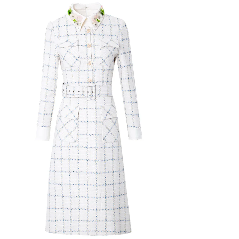 

new Runway spring 2021 women's vintage womanliness Slim dress winter Keep warm Celebrities fashion sexy club Nail bead Dresses