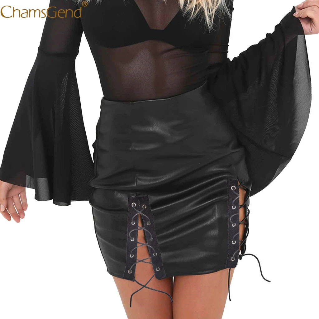 Женские юбки с высокой талией женские черные короткие сексуальные кожаные