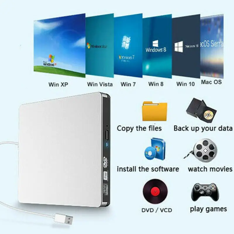 2019 новейший модный внешний USB 3 0 DVD RW CD записывающий привод устройство для чтения