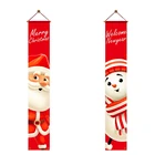Счастливого Рождества Шторы с изображением куплета дома двери, занавески для окна, праздничные принадлежности украшения Xmas флаг со снеговиком баннер с большой