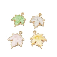 2419 10pcs colorful pearlescent leaf enamel charms metal pendants for necklace bracelet diy earrings jewelry making accessories