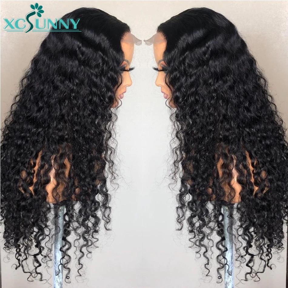 

360 Deep Wave Frontal Wig Pre Plucked 13x6 Curly Lace Front Human Hair Wigs For Women Glueless Remy Malaysian Xcsunny